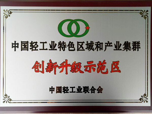 森丰钟表真空镀膜厂家荣誉-中国轻工业特色区域和产业集群创新升级示范区