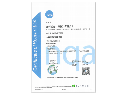 森丰荣誉-中文IATF16949-2016质量体系证书